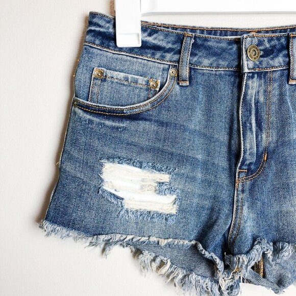 Bullhead High Rise Cut Off Shorts Distressed Raw Hem Festival Short - Picture 6 of 14